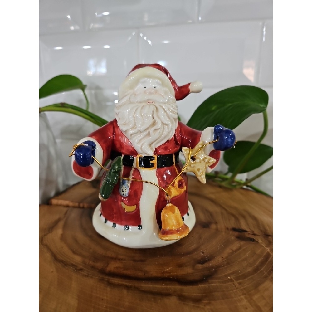BEAUTIFUL Vintage Holiday Santa Candle Holder Tealight 5.5 Inc